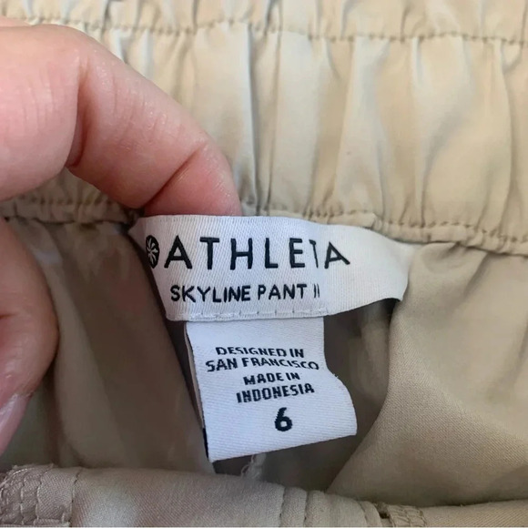 Athleta Skyline II Light Kahki Cream Paperbag Waistband Pants- 6 - Picture 6 of 9